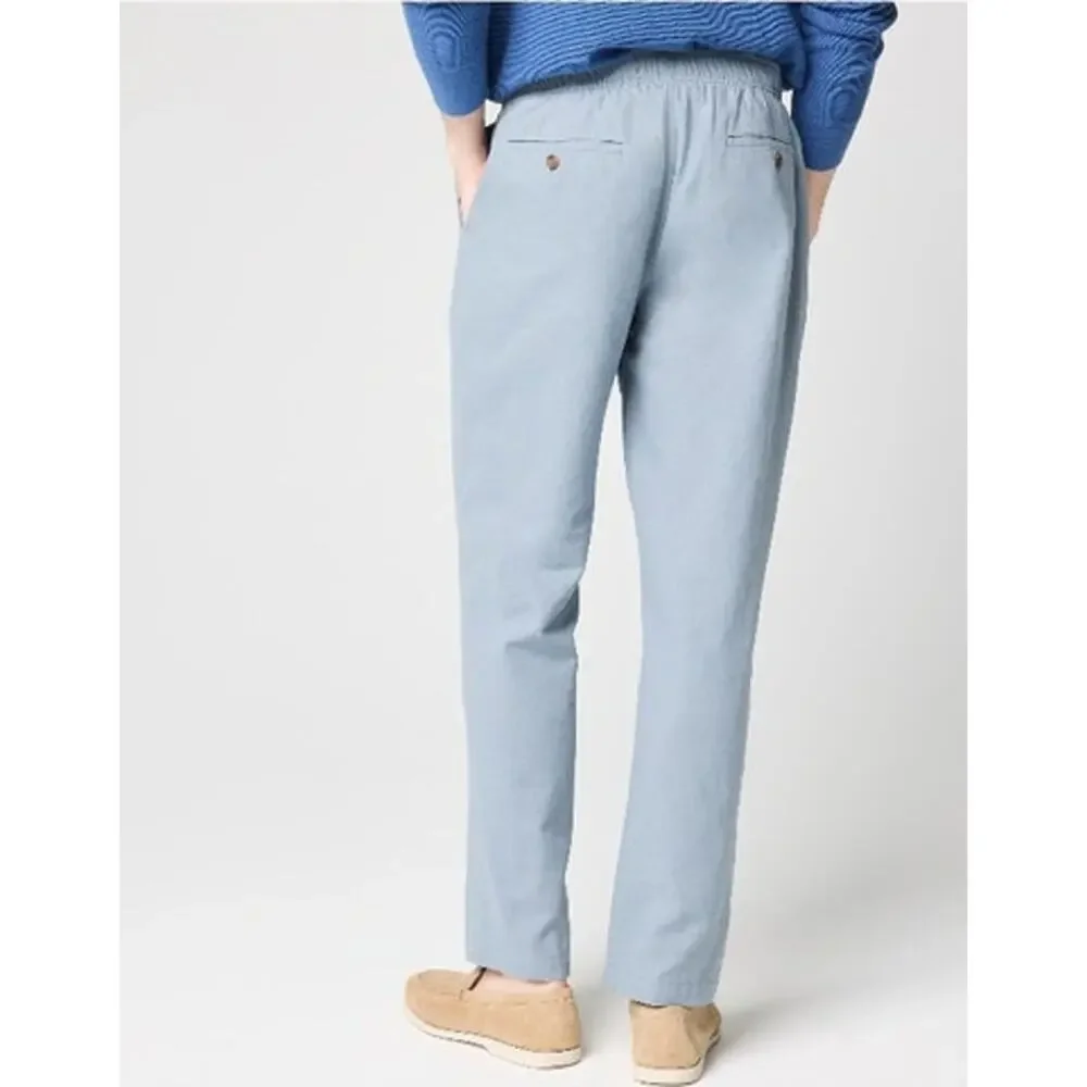 NWT J. Crew Linen-Cotton Blend Drawstring Pant Dark Indigo  L *Flaw
